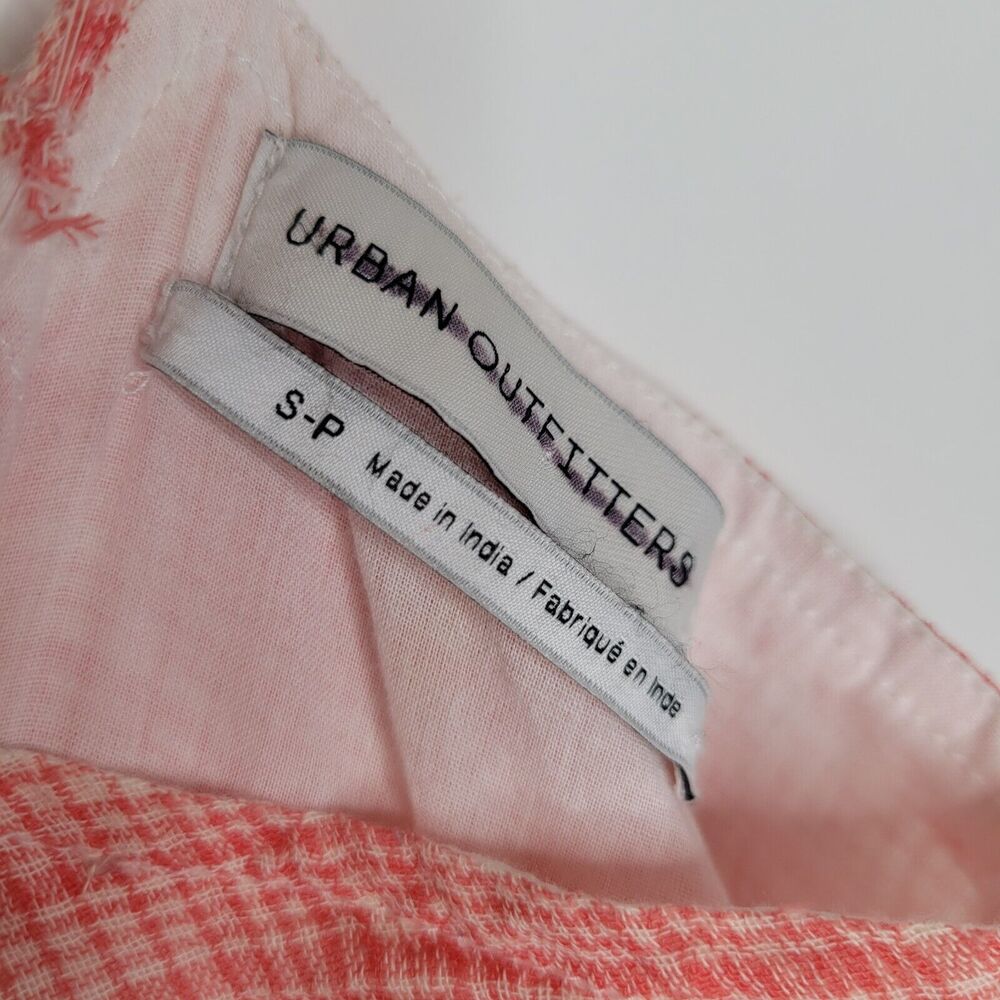 URBAN OUTFITTERS Orange Plaid Check Jumpsuit Size S Gauzy Cotton Lined Wide Leg - Picture 8 of 9